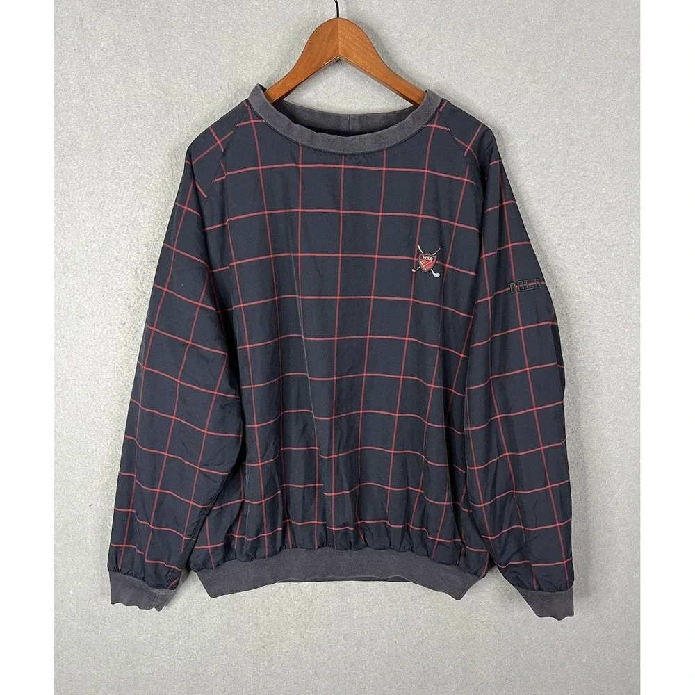 Polo Ralph Lauren Club‎ Logo Crewneck Navy Windowpane Large
